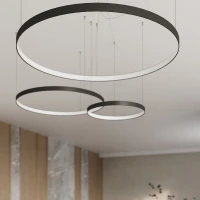 Pendant light 78 cm – round, black, warm white LED - Image 13