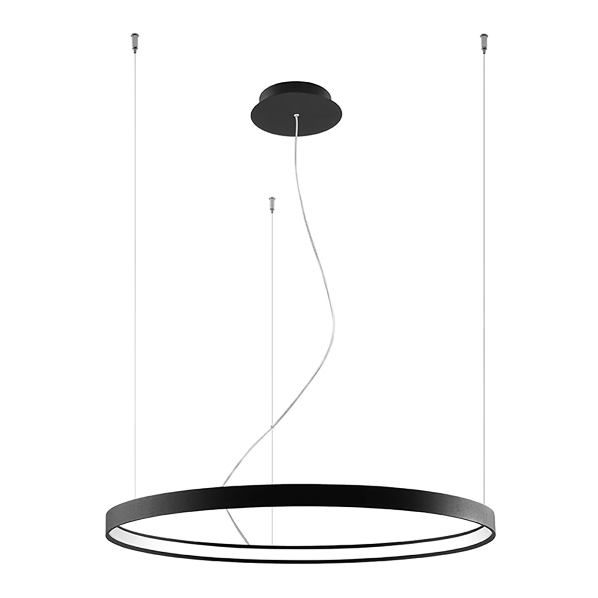 Pendant light 78 cm – round, black, warm white LED