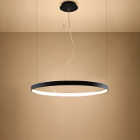 Pendant light 78 cm – round, black, warm white LED - Image 1