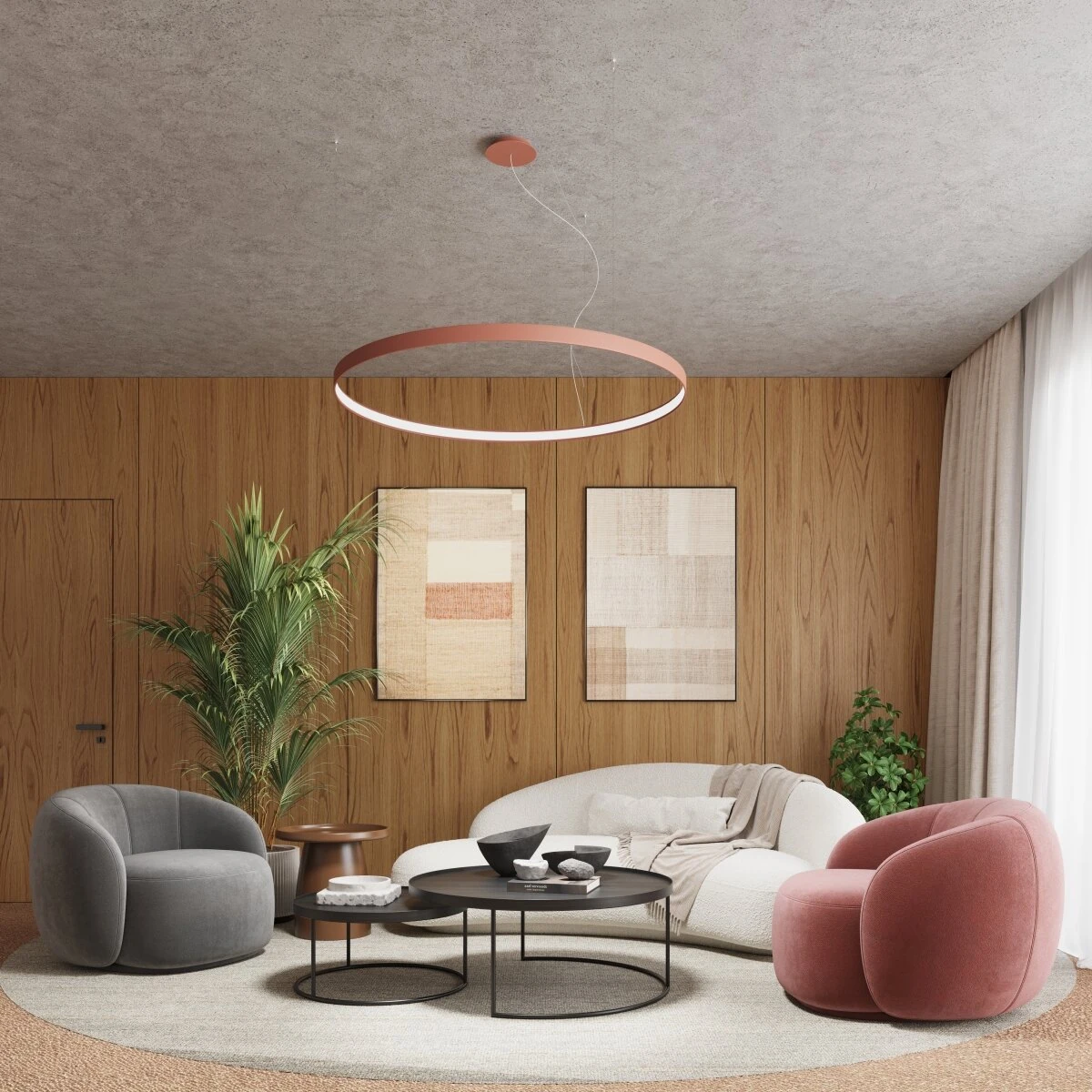 Pendant light 78 cm / 33W – round, beige, CRI93