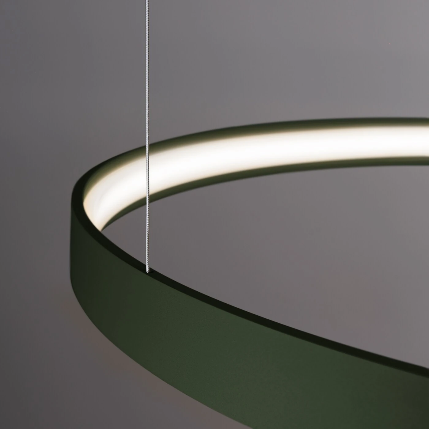 Pendant light 33W – round ring, olive green, CRI98