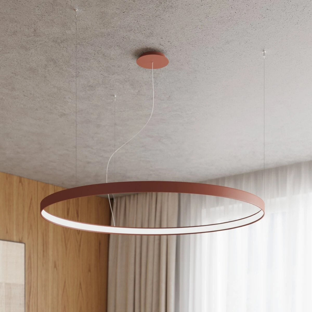 Pendant light 78 cm / 33W – round, red ochre, CRI98 LED
