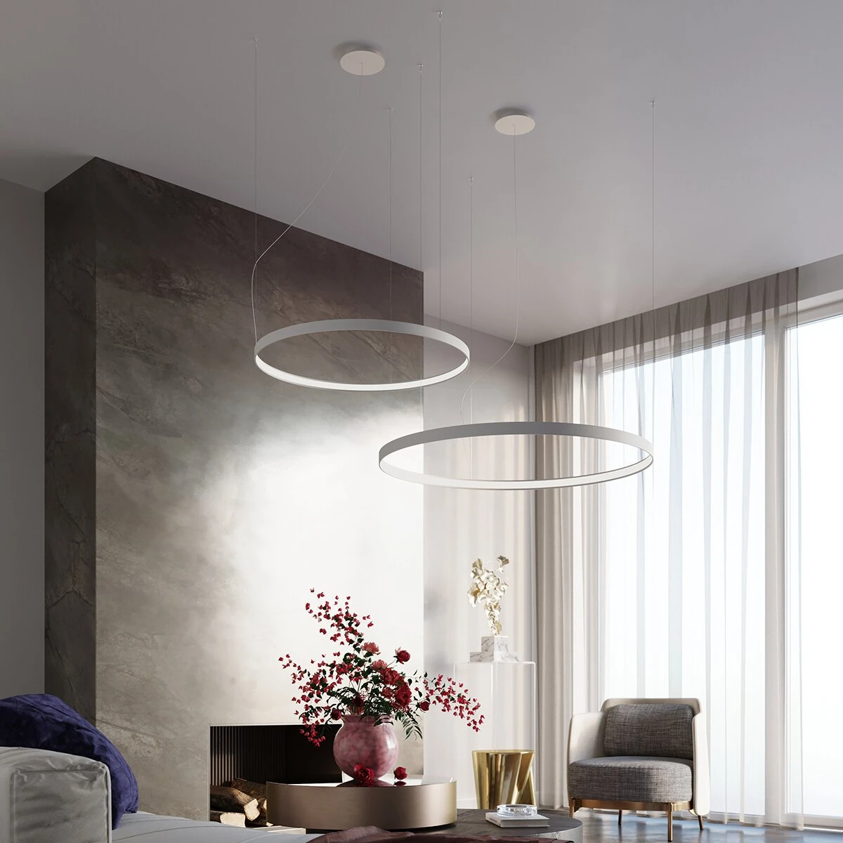 Pakabinamas LED šviestuvas 33W – apvalus žiedas, baltas, CRI98