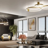 Pakabinamas LED šviestuvas 78 cm – apvalus, auksinis, šilta šviesa - Nuotrauka 12