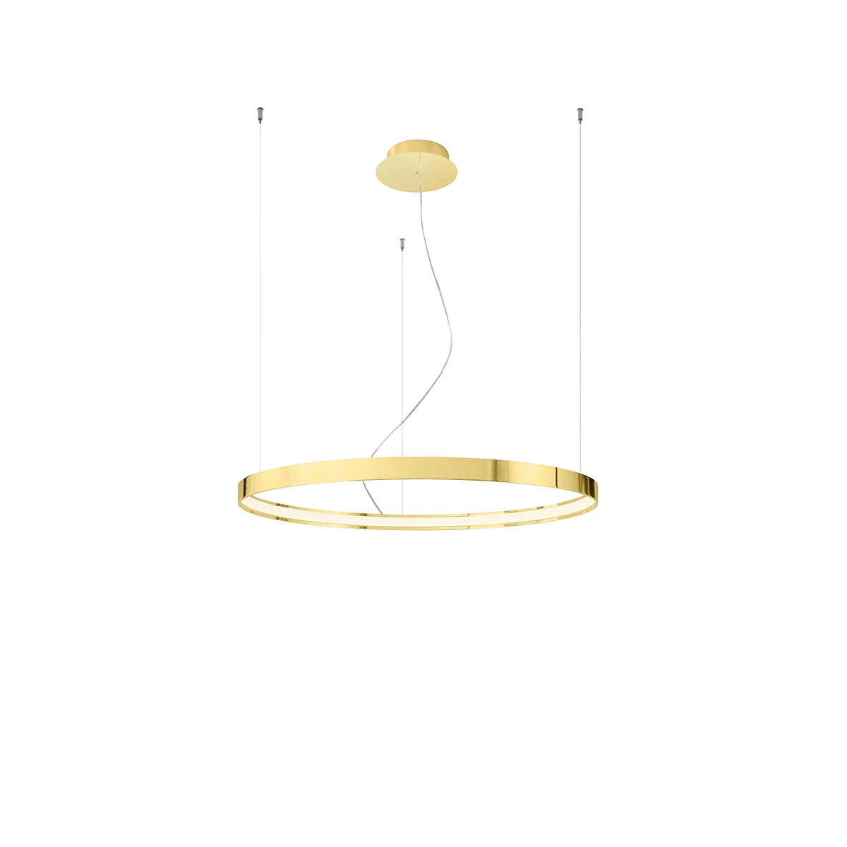 Pakabinamas LED šviestuvas 78 cm – apvalus, auksinis, šilta šviesa