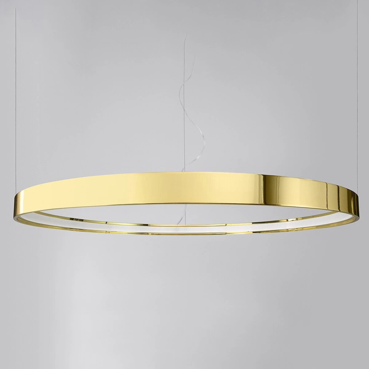 Pakabinamas LED šviestuvas 78 cm – apvalus, auksinis, šilta šviesa