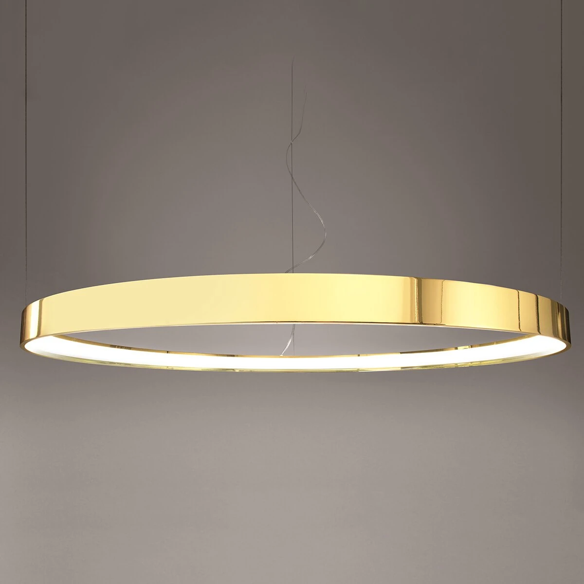 Pakabinamas LED šviestuvas 78 cm – apvalus, auksinis, šilta šviesa