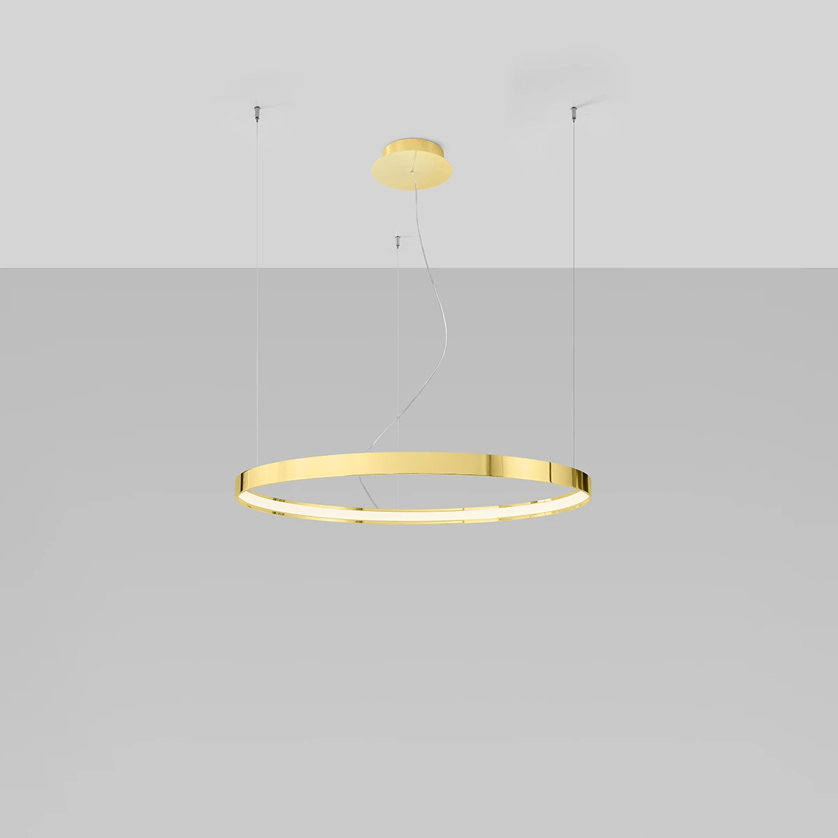 Pakabinamas LED šviestuvas 78 cm – apvalus, auksinis, šilta šviesa