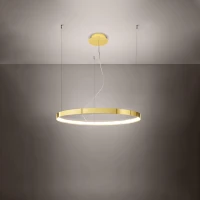 Pakabinamas LED šviestuvas 78 cm – apvalus, auksinis, šilta šviesa - Nuotrauka 1