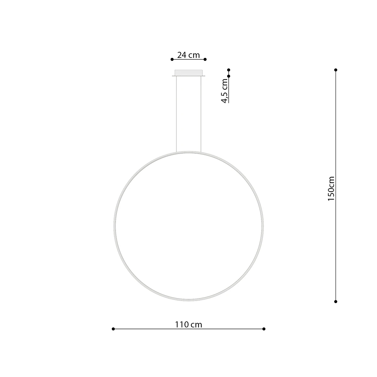 Pendant lamp 47W – round ring, gold, warm white LED