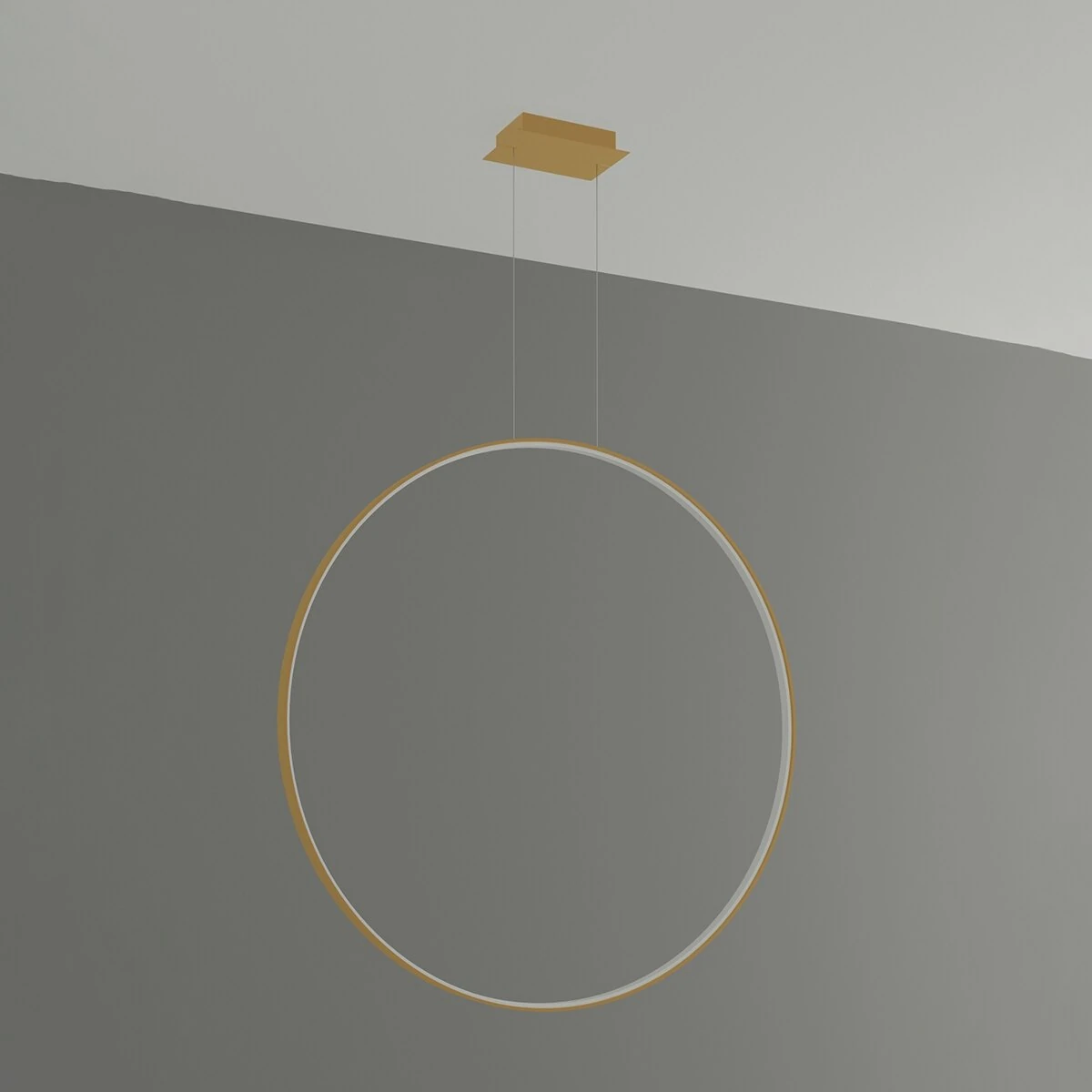 Pendant lamp 47W – round ring, gold, warm white LED