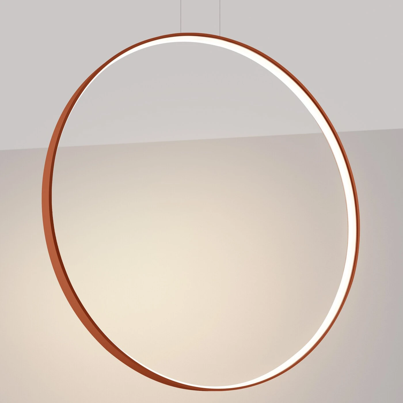 Pendant lamp 47W – round LED ring, red ochre, CRI93