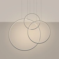 Pakabinamas LED šviestuvas 100W – trijų žiedų, juodas, 3000K - Nuotrauka 4