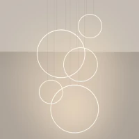 Pakabinamas šviestuvas 173W – 5 žiedai, baltas, šiltai baltas LED - Nuotrauka 1