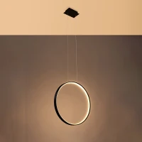 Pakabinamas šviestuvas 24W – žiedas, juodas, šilta LED šviesa - Nuotrauka 4