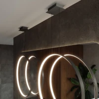 Pakabinamas šviestuvas 24W – žiedas, juodas, šilta LED šviesa - Nuotrauka 15