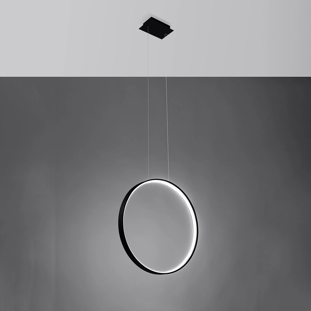 Pendant LED lamp 55 cm – ring, black, CRI98