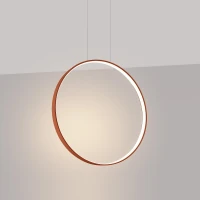 Pendant lamp 55 cm – round, red ochre, warm LED light - Image 1