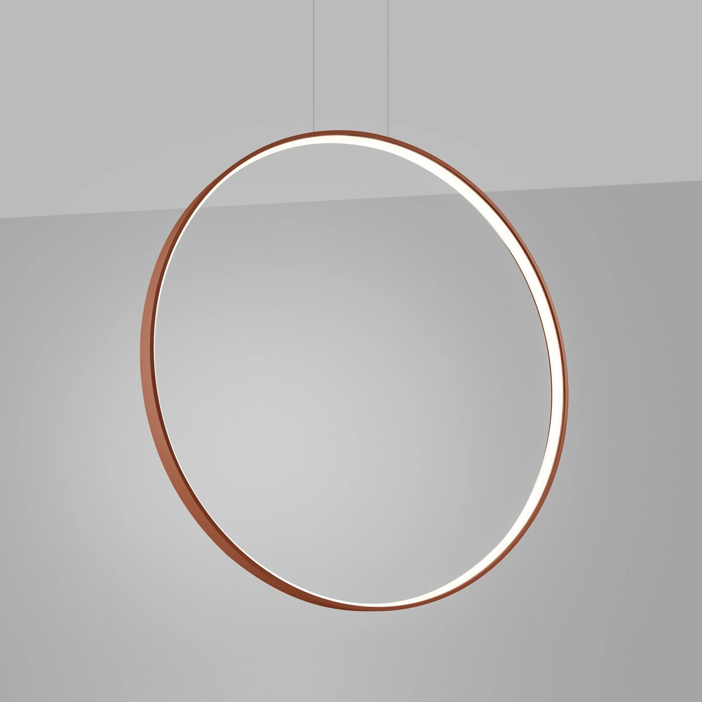Pendant LED lamp 78 cm – ring, red ochre, CRI98