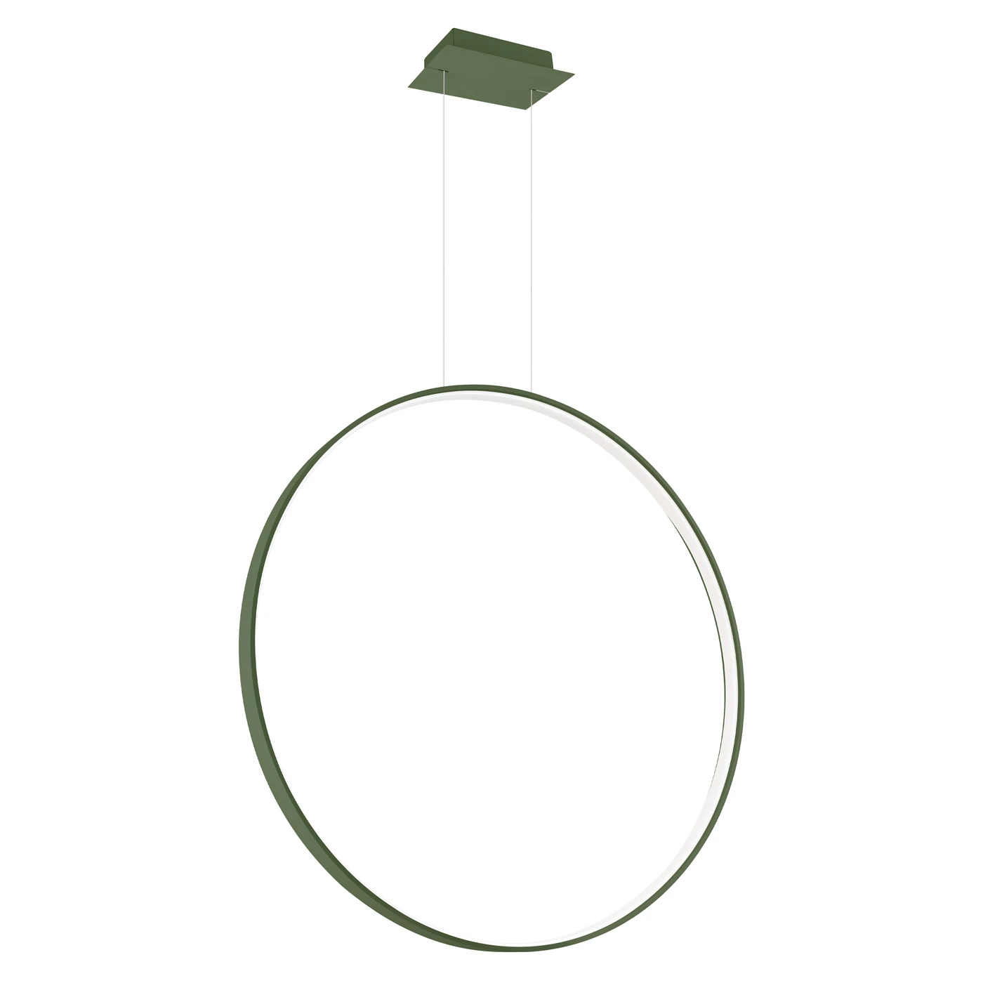 Pendant lamp 33W – round ring, olive green, warm LED light