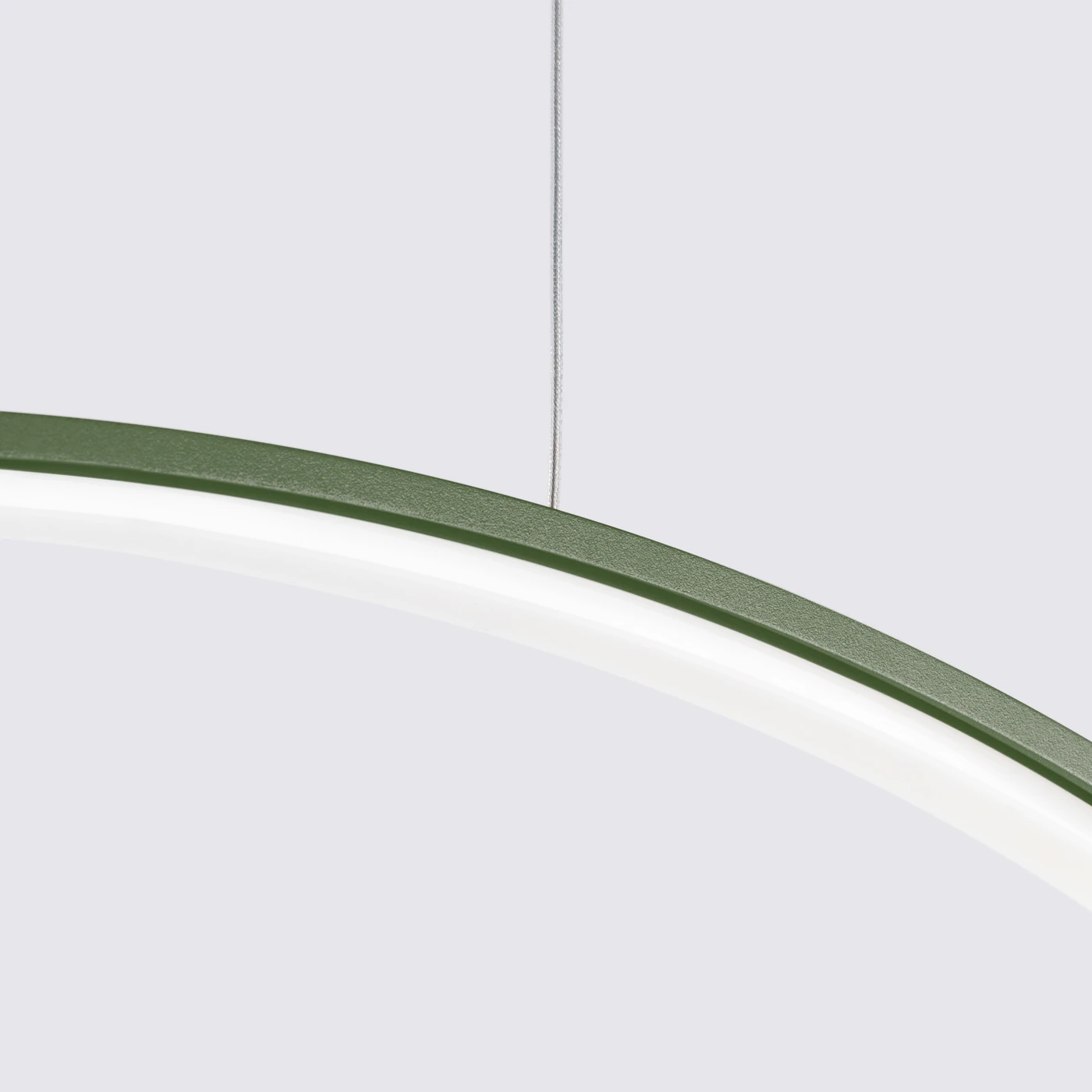 Pendant lamp 33W – round ring, olive green, warm LED light