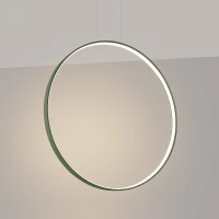 Pendant lamp 33W – round ring, olive green, warm LED light - Image 1