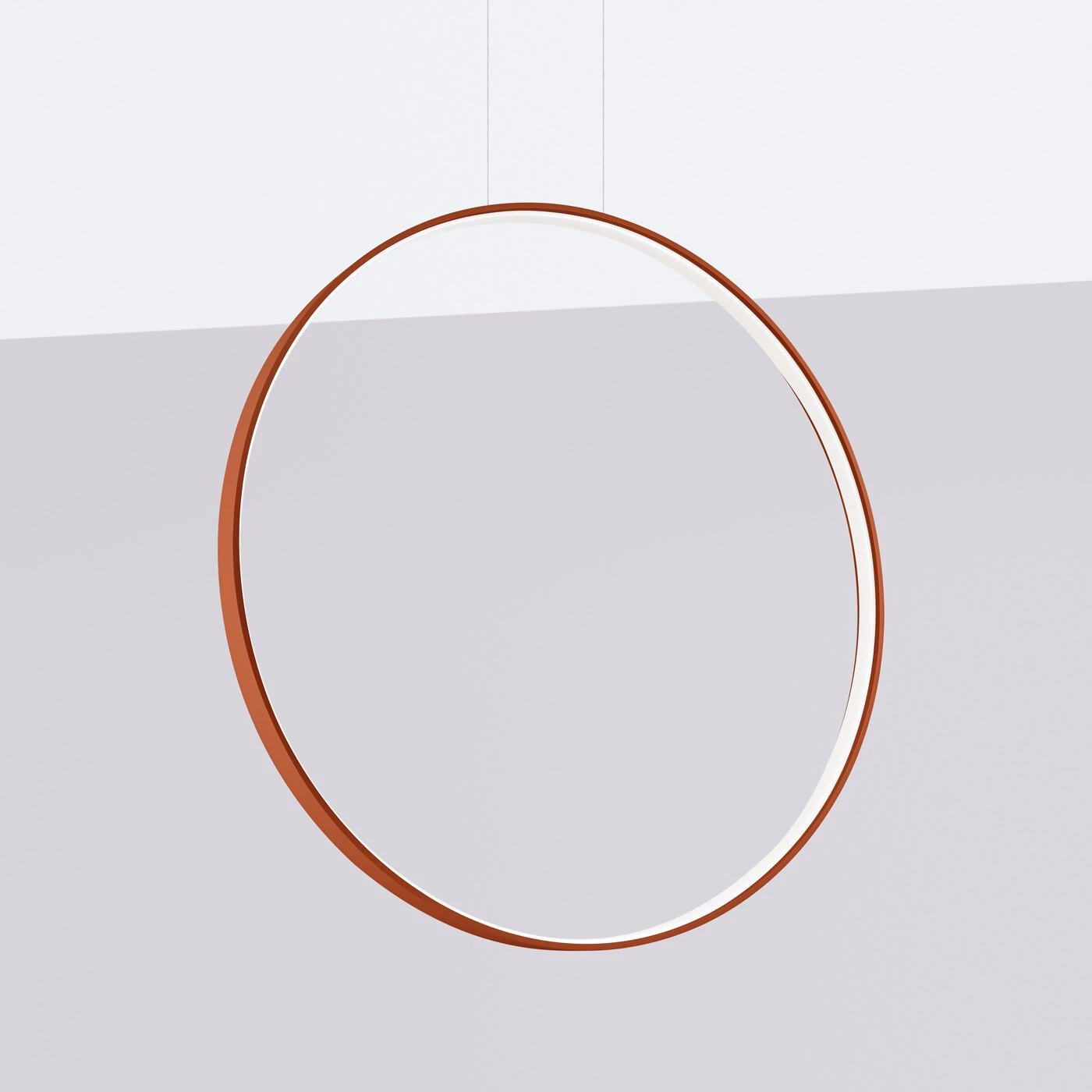 Pendant LED lamp 33W – round, red ochre, warm light