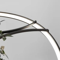 Pakabinamas LED šviestuvas 110 cm – apvalus, juodas, su augalų erdve - Nuotrauka 5