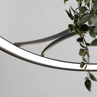 Pakabinamas LED šviestuvas 110 cm – apvalus, juodas, su augalų erdve - Nuotrauka 15