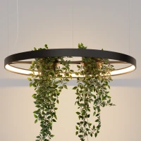 Pendant LED light 33W – round, black, plant-ready design - Image 1