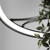 Pendant light 78 cm/33W – round, black, plant feature - Image 7