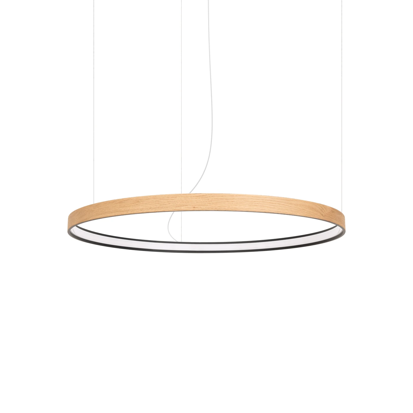 Pakabinamas šviestuvas 79 cm / 33W – apvalus, juodas ir ąžuolo, CRI93