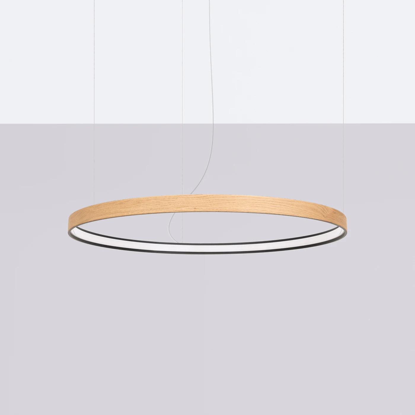 Pakabinamas šviestuvas 79 cm / 33W – apvalus, juodas ir ąžuolo, CRI93