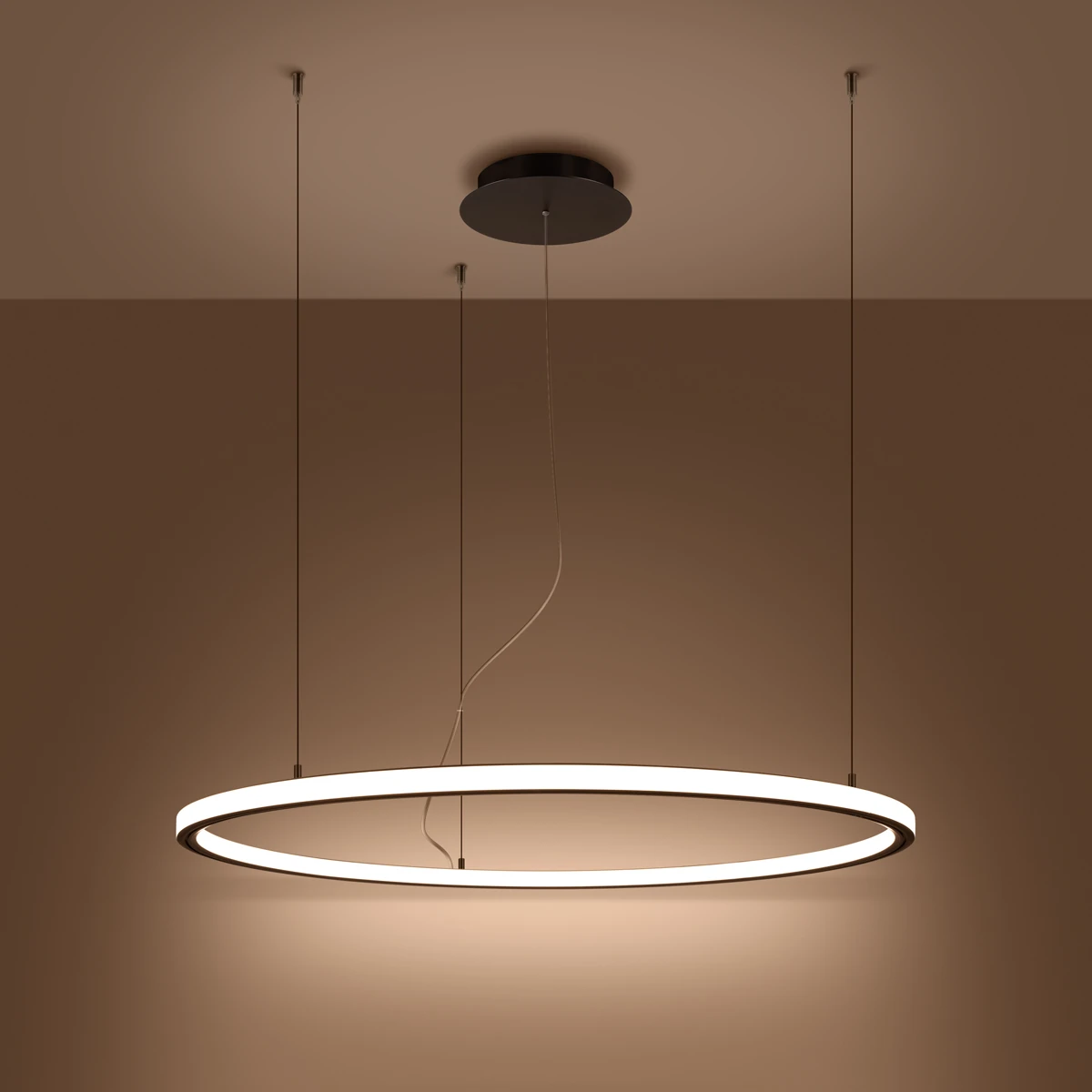 Sietynas 90 cm – apvalus juodas LED žiedas, 3000K
