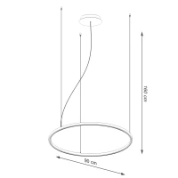 Sietynas 90 cm – apvalus juodas LED žiedas, 3000K - Nuotrauka 9