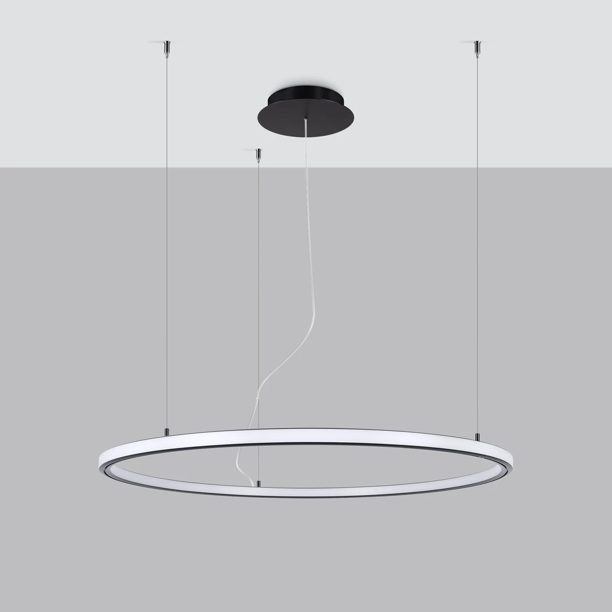 Sietynas 90 cm – apvalus juodas LED žiedas, 3000K