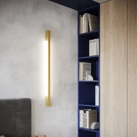Sieninis šviestuvas 120 cm – linijinis, auksinis, šilta LED šviesa - Nuotrauka 11