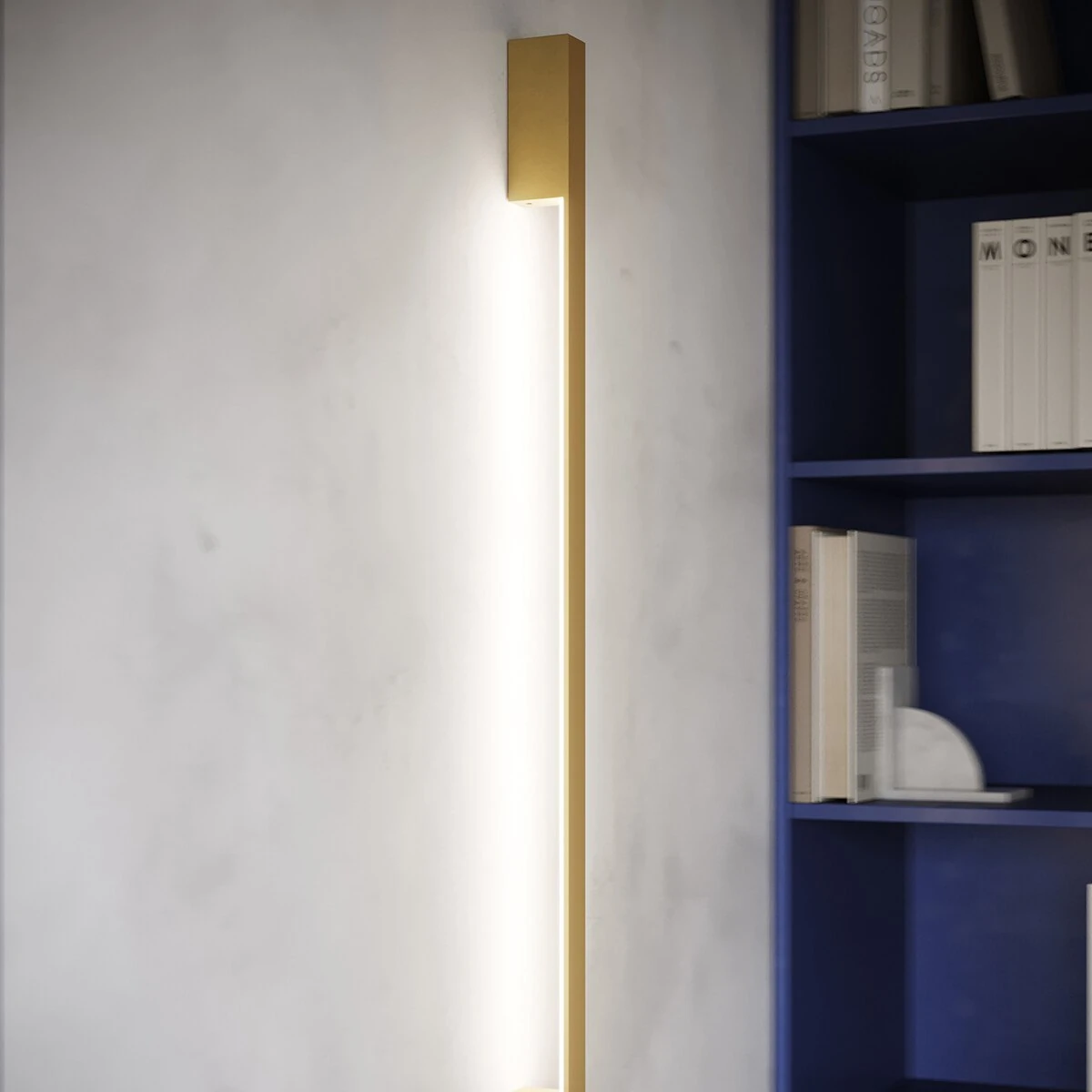 Sieninis šviestuvas 120 cm – linijinis, auksinis, šilta LED šviesa