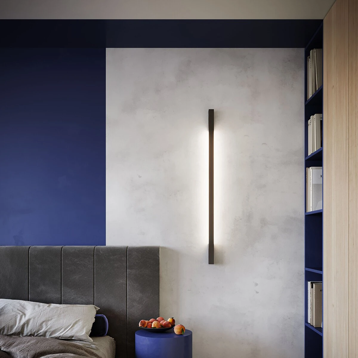 Sieninis šviestuvas 150 cm – linijinis, juodas, šiltas LED apšvietimas