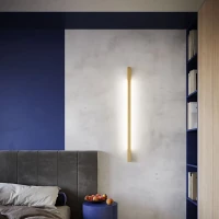 Sieninis šviestuvas 150 cm – linijinis, auksinis, šiltos LED šviesos - Nuotrauka 10