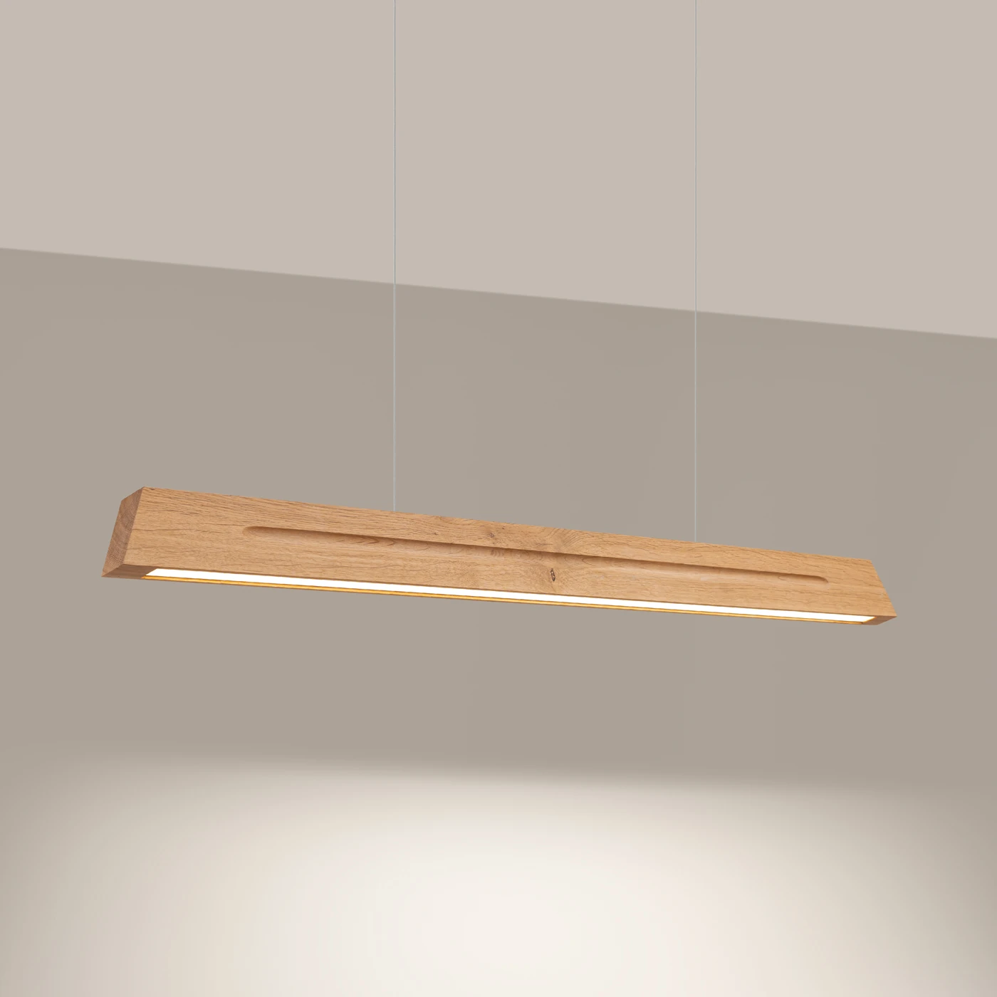 Pendant lamp 120 cm/24W – linear, oak, CRI98