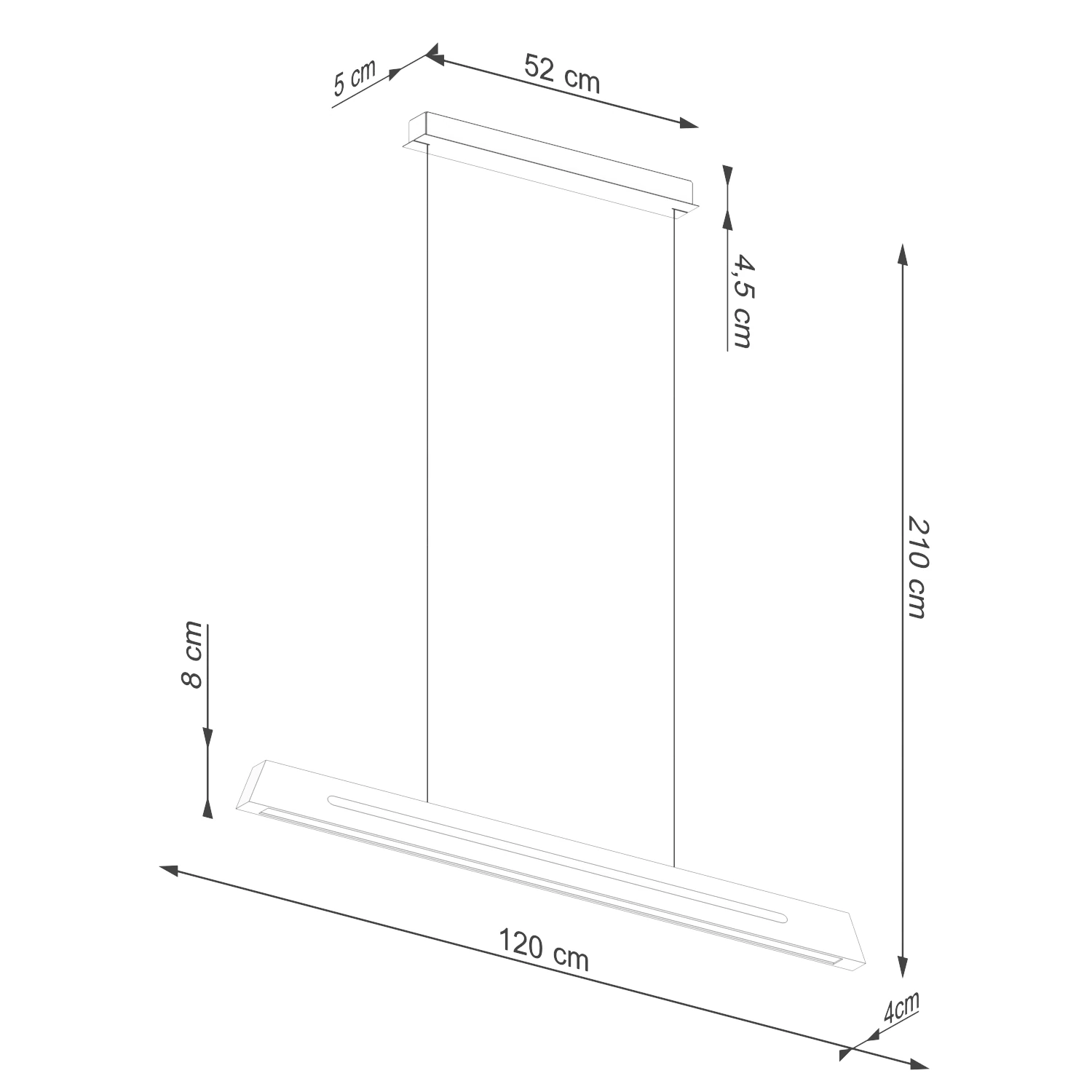 Pakabinamas LED šviestuvas 150 cm – linijinis, ąžuolo, CRI93