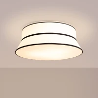 Ceiling lamp 60 cm – round, white, black-trimmed parchment shade - Image 4