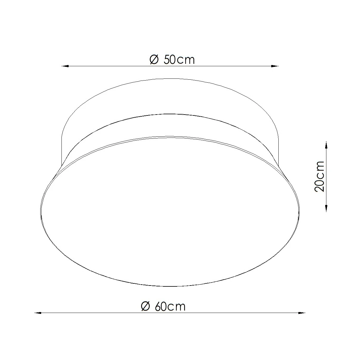 Ceiling lamp 60 cm – round, white, black-trimmed parchment shade