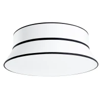 Ceiling lamp 60 cm – round, white, black-trimmed parchment shade - Image 2