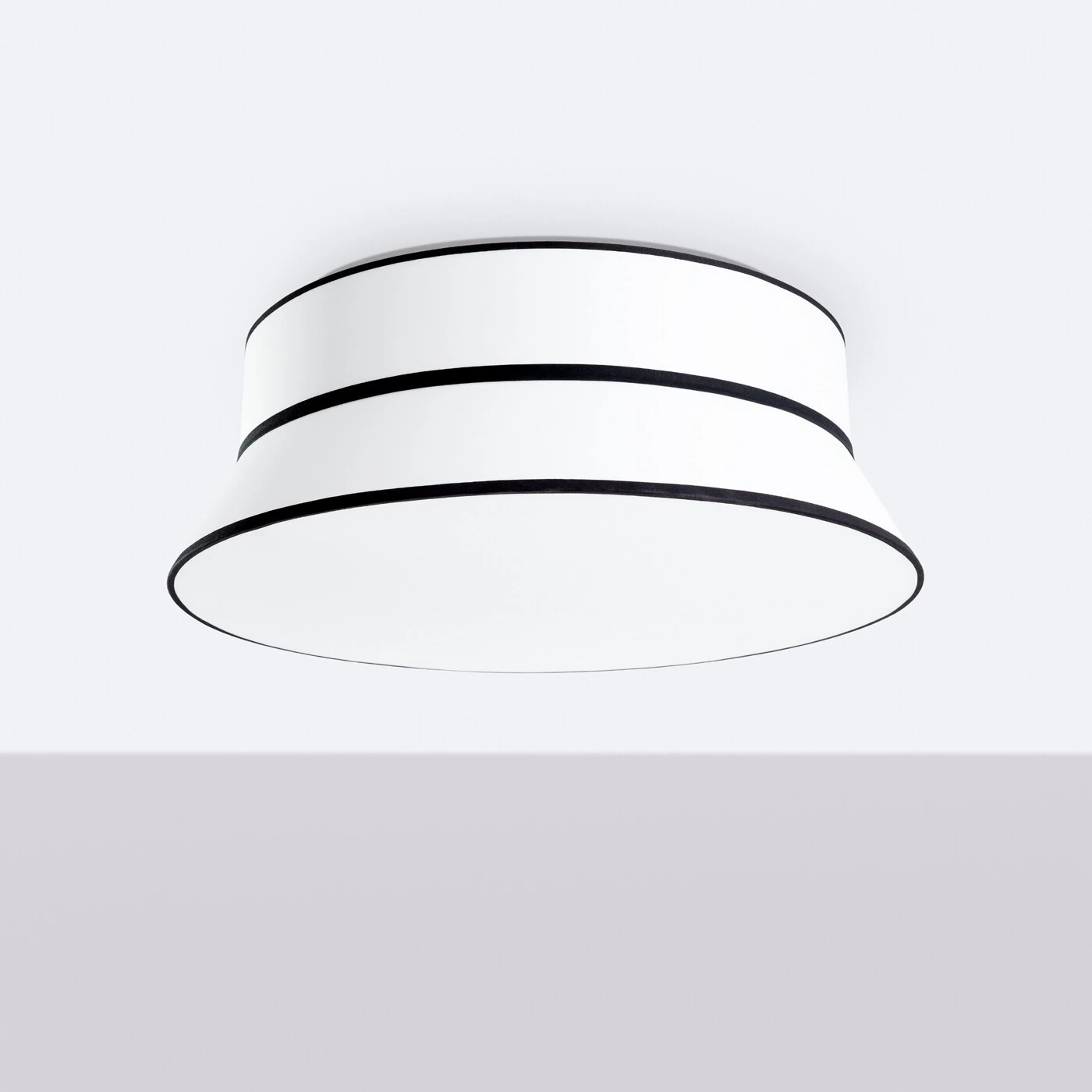 Ceiling lamp 60 cm – round, white, black-trimmed parchment shade