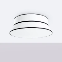 Ceiling lamp 60 cm – round, white, black-trimmed parchment shade - Image 3