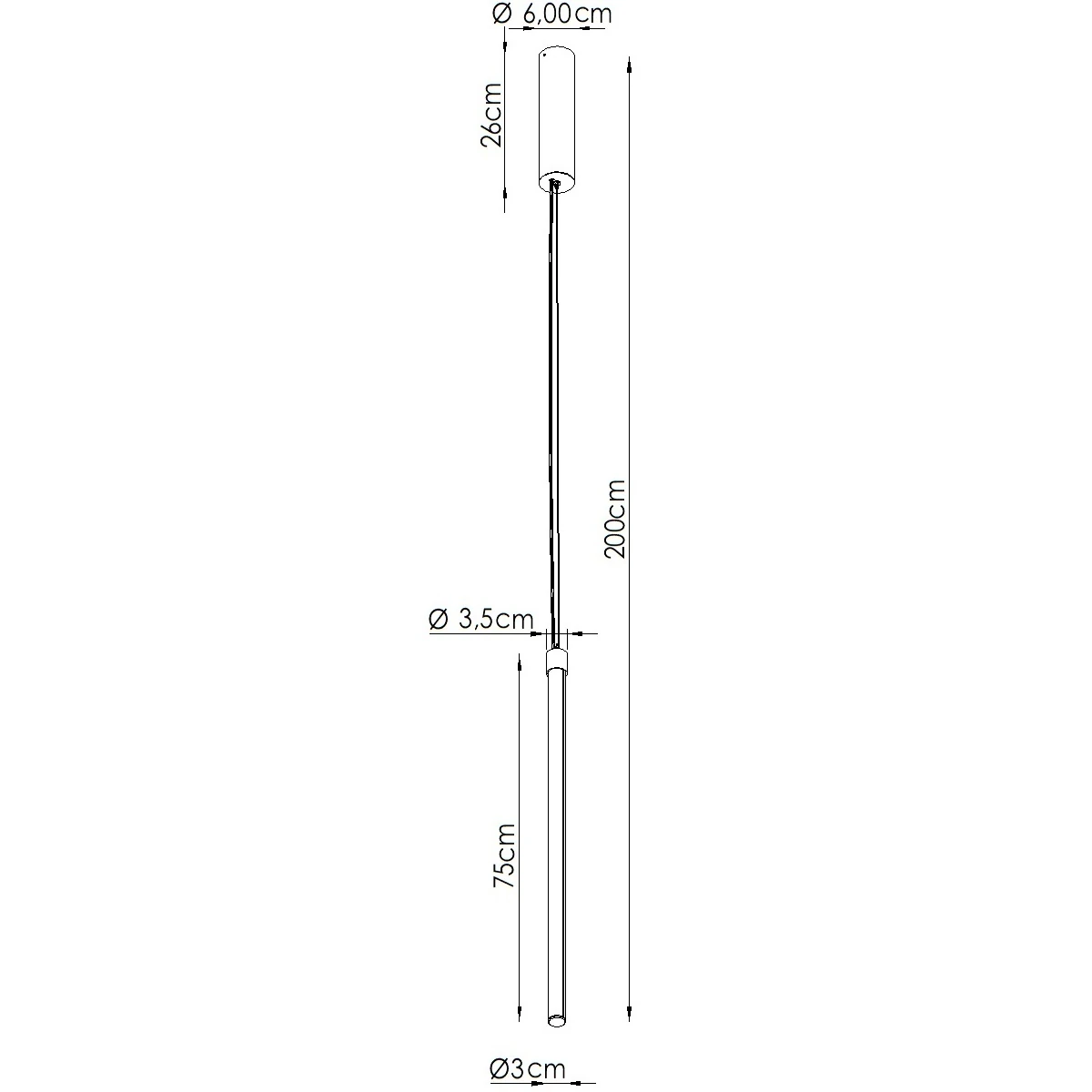 Pendant LED lamp 200 cm – linear, brown, DALI dimmable