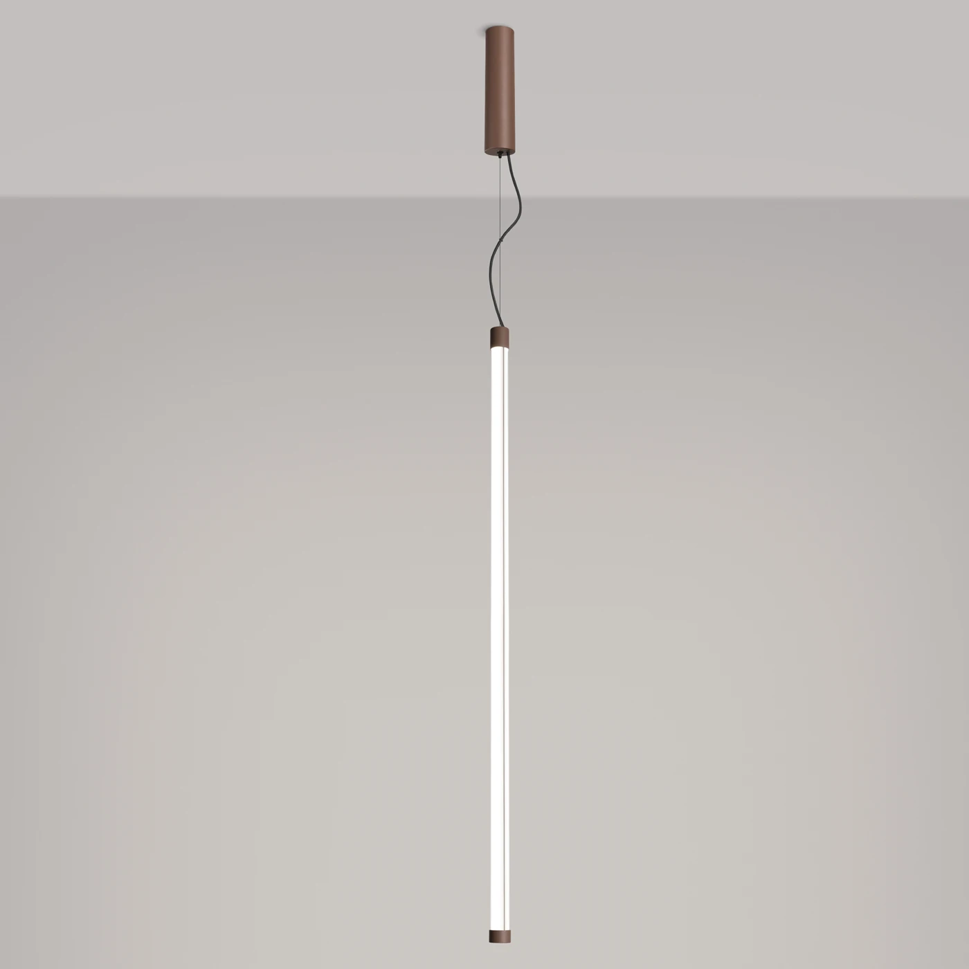 Pendant LED lamp 200 cm – linear, brown, DALI dimmable