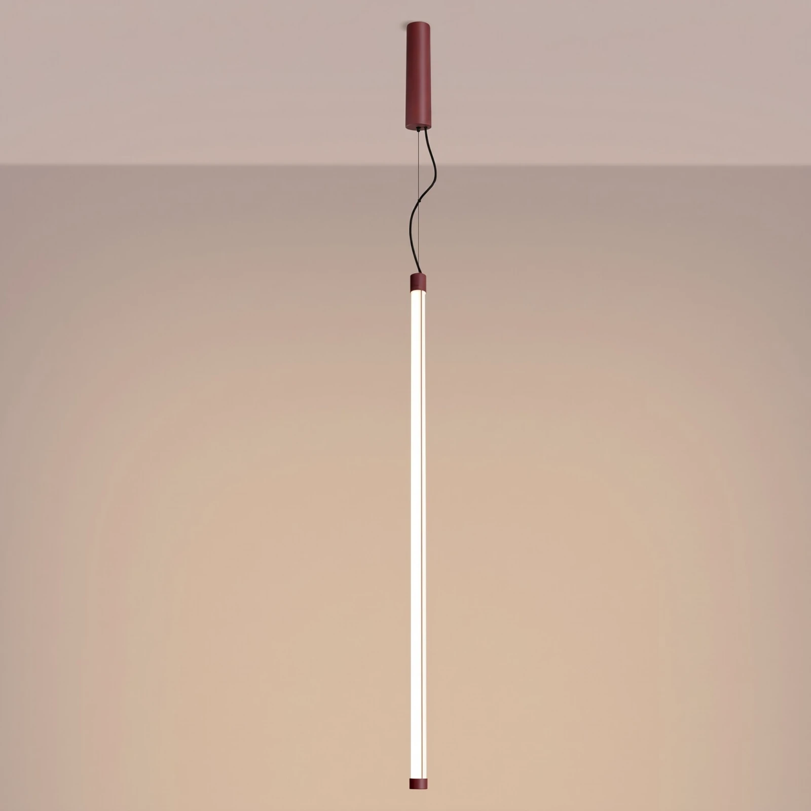 LED pendant lamp 26W – linear, burgundy, DALI dimmable